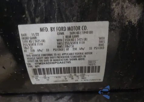 2023 Ford Explorer Xlt z USA, uszkodzony, nr VIN 1FMSK8DH6PGA02785